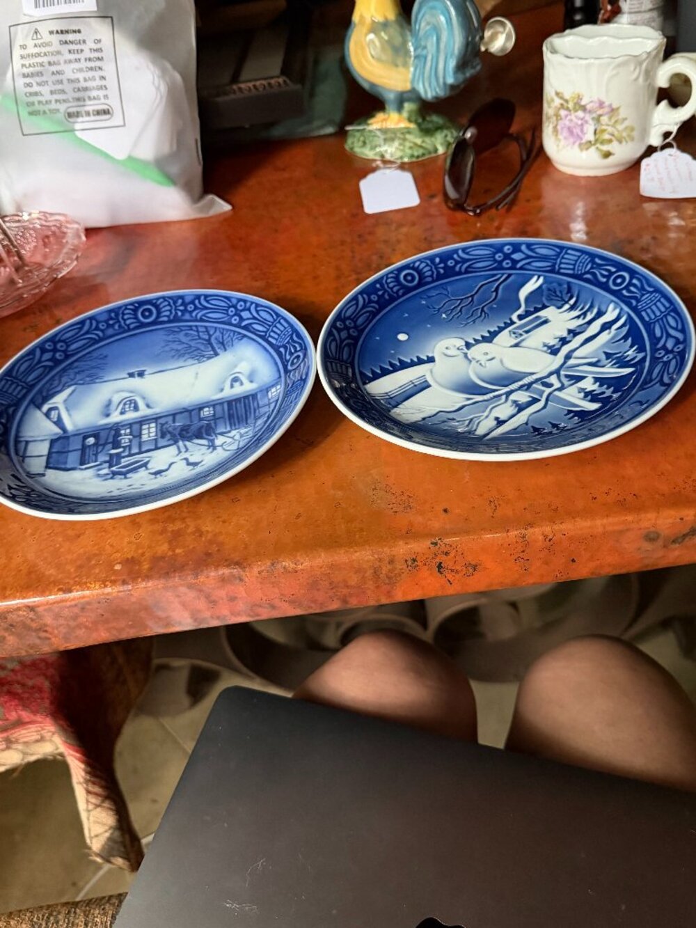 Vintage Set of 2 Georg Jensen, Inc. "First Issue" 1972 Christmas Plates